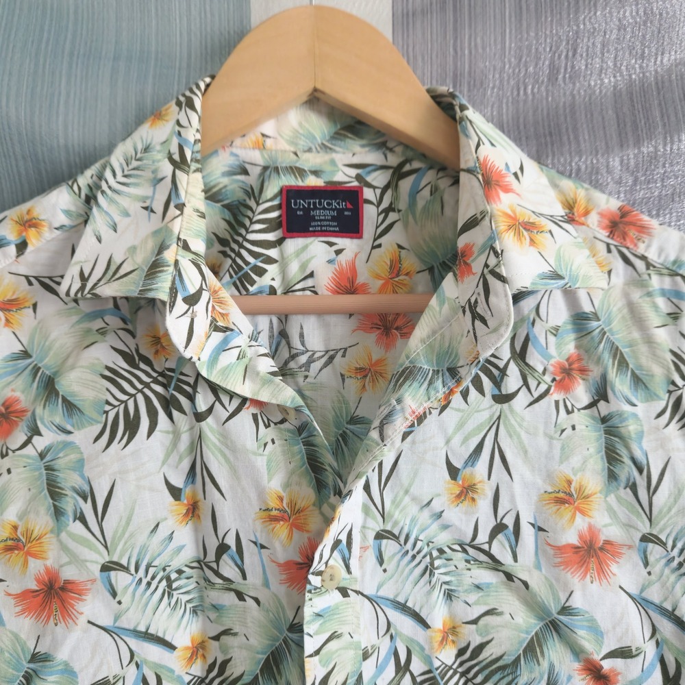 UNTUCKit White Floral Tropical Short-Sleeve Button-Down Shirt